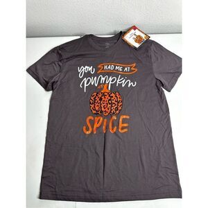 NWT WinWin You had me at Pampkin Unisex Gray Cotton Blend Graphic T-Shirt Size M